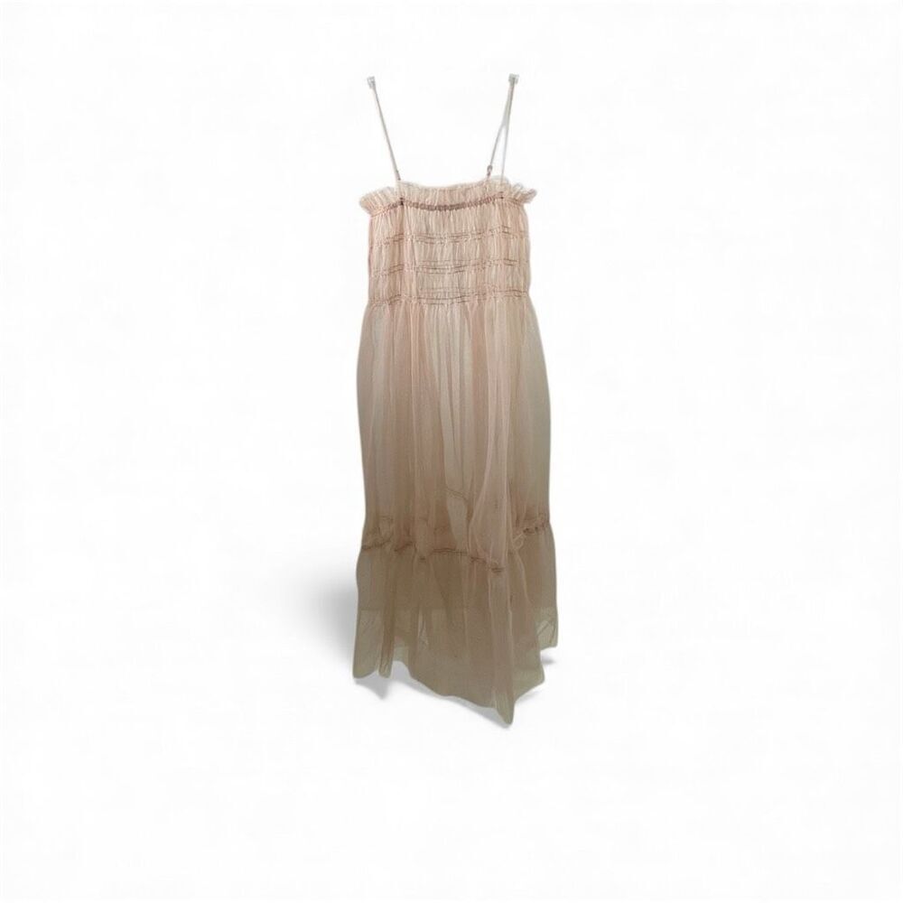 Anthropologie Pale Blush Maxi Dress with Smocked Bodice